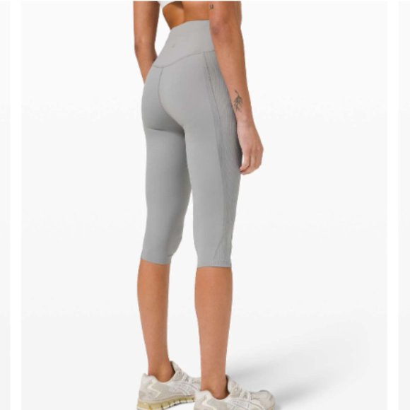 lululemon Gloss Trim Run Super High-Rise Crop 17" Rhino Grey Size 6 NWT - Picture 4 of 7
